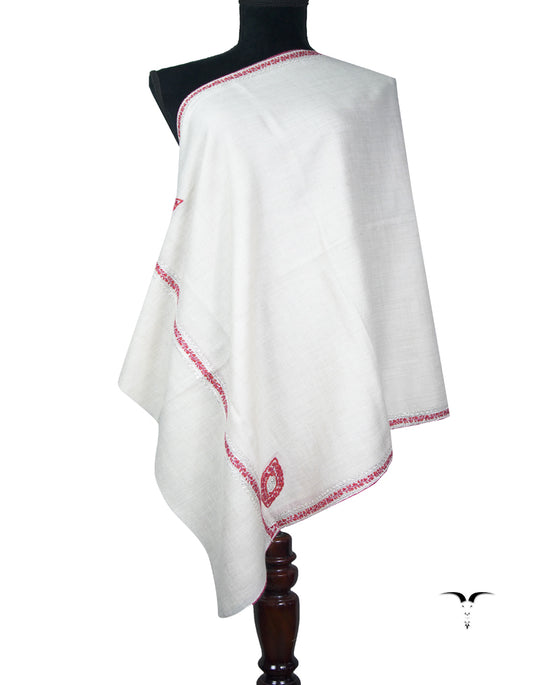 snow white tilla embroidery pashmina stole 9132