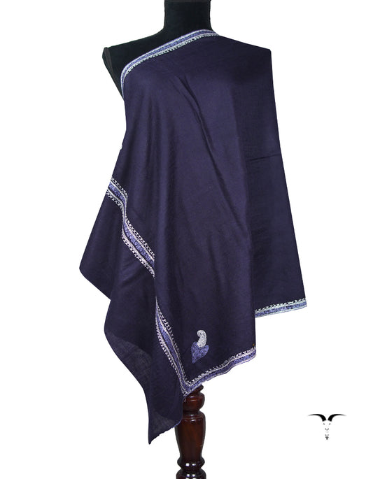 denim blue tilla embroidery pashmina stole 9135