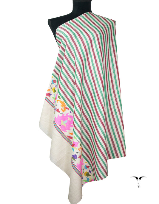 white striped kanni palla pashmina shawl 9145