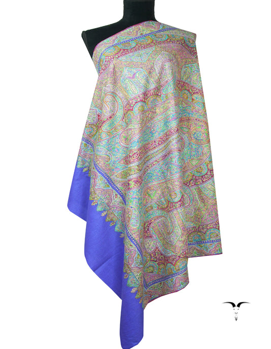 egyptian blue jamma embroidery pashmina shawl 9148