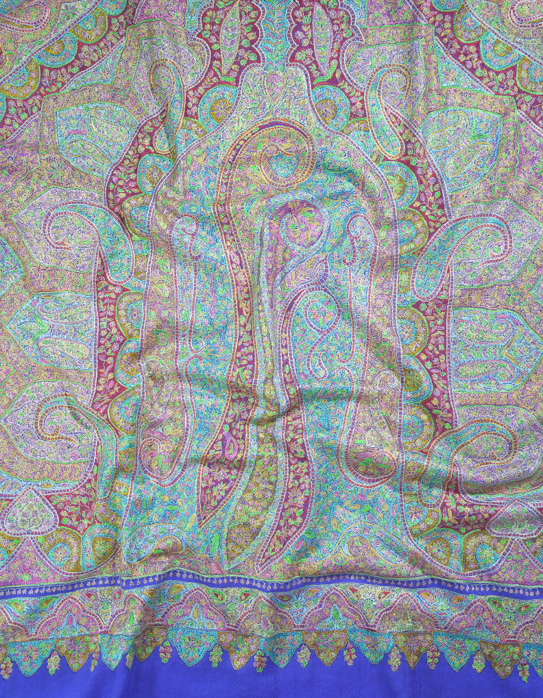 egyptian blue jamma embroidery pashmina shawl 9148