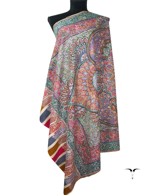 multi-coloured jamma embroidery pashmina shawl 9154