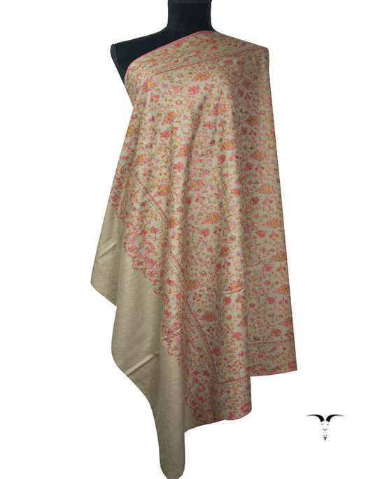 peanut natural jamma embroidery pashmina shawl 9158