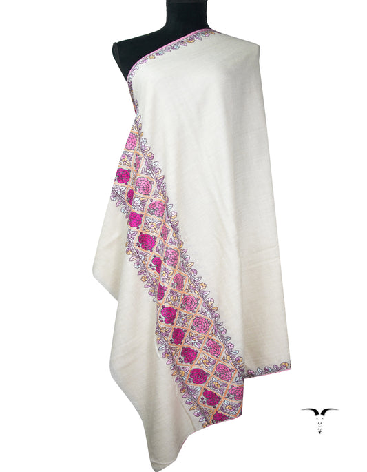 chalk white palla embroidery pashmina shawl 9160
