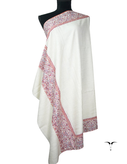 pearl white embroidery pashmina shawl 9161