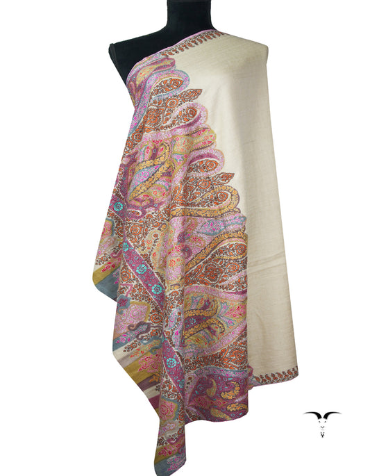 flax multi-coloured embroidery pashmina shawl 9162