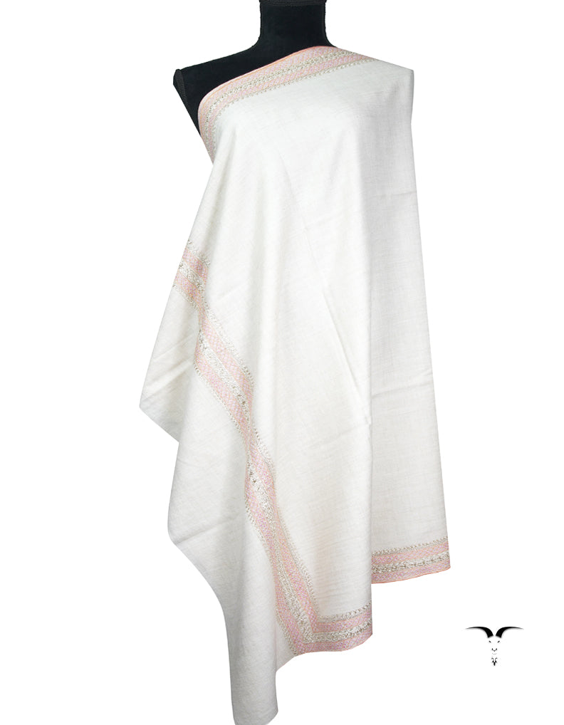 off-white tilla embroidery pashmina shawl 9171