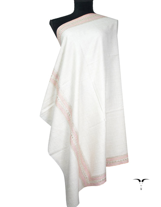 off-white tilla embroidery pashmina shawl 9171