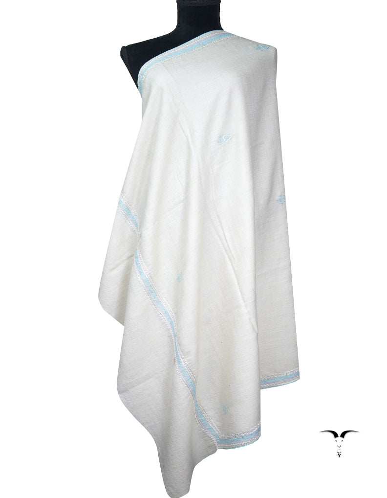 off-white tilla butis embroidery pashmina shawl 9175