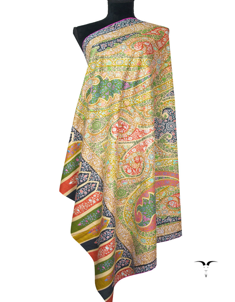 multi-colored jamma embroidery pashmina shawl 9184