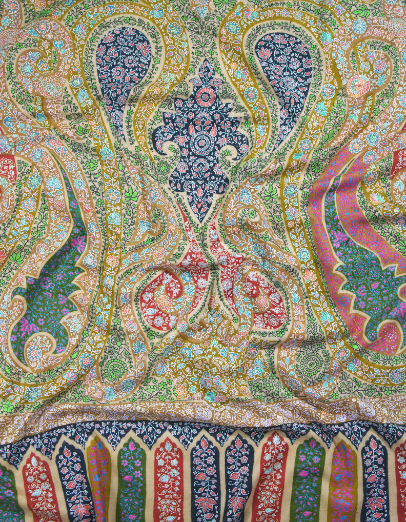 multi-colored jamma embroidery pashmina shawl 9184