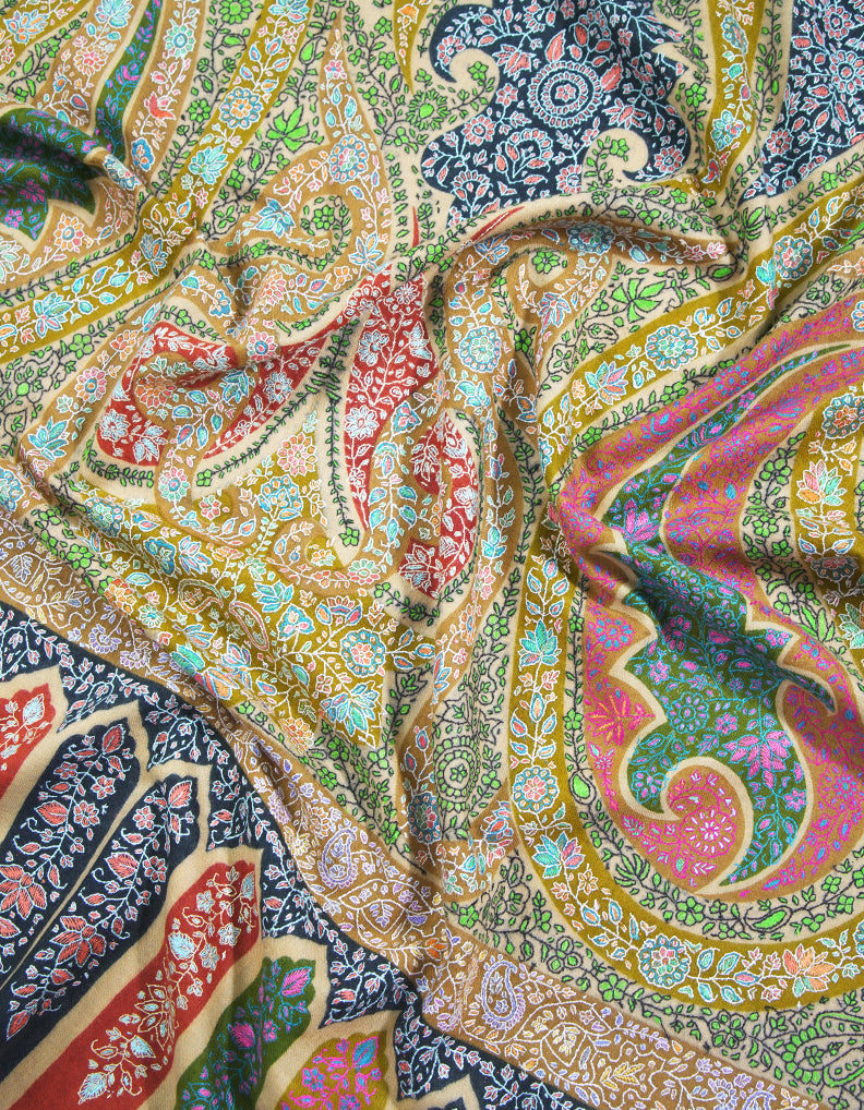 multi-colored jamma embroidery pashmina shawl 9184
