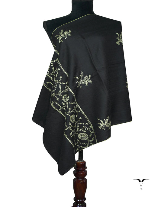 jet-black butis embroidery pashmina stole 9195