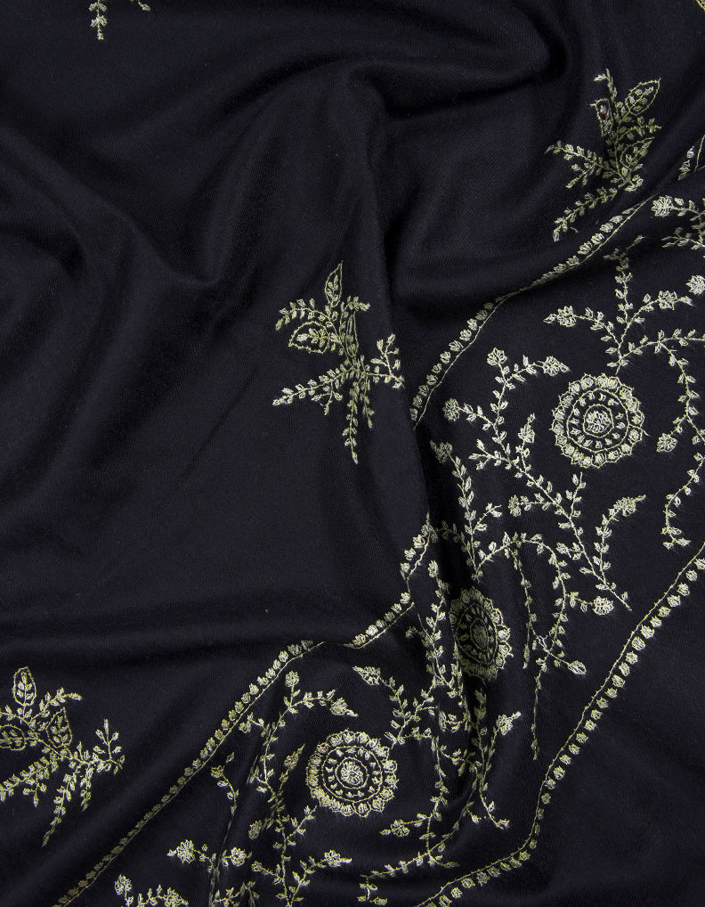 jet-black butis embroidery pashmina stole 9195