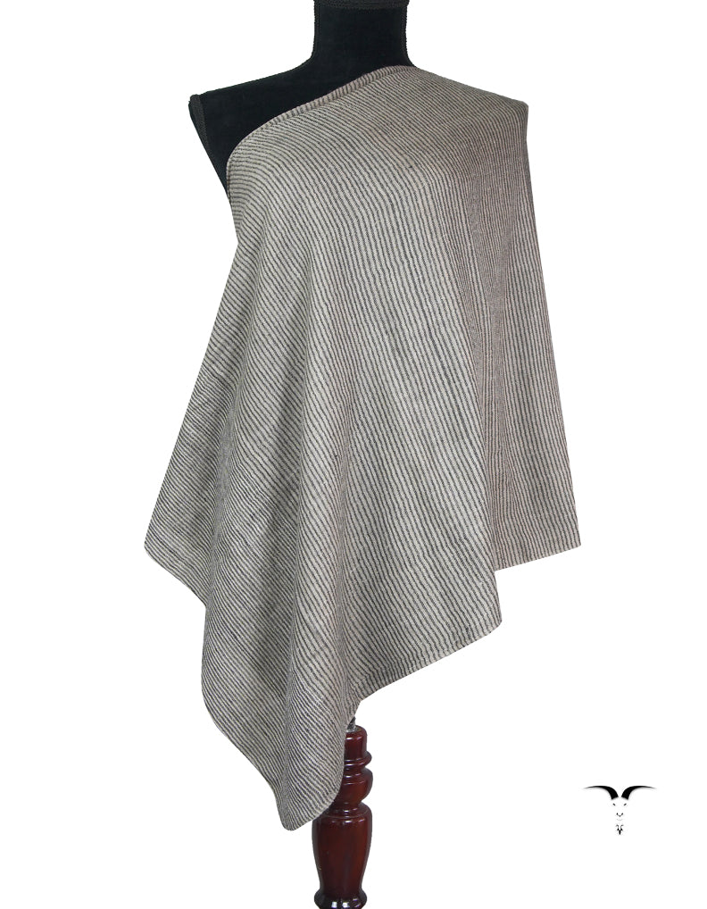 smoke grey and black striped pashmina stole 9207