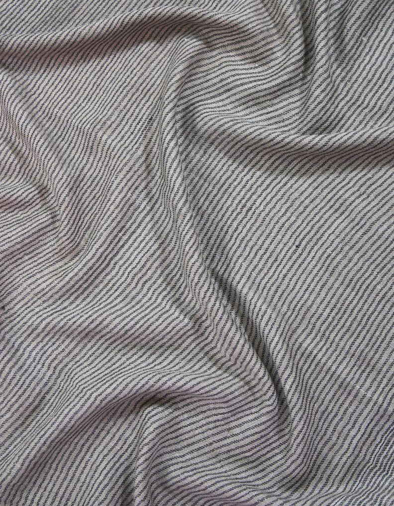 smoke grey and black striped pashmina stole 9207