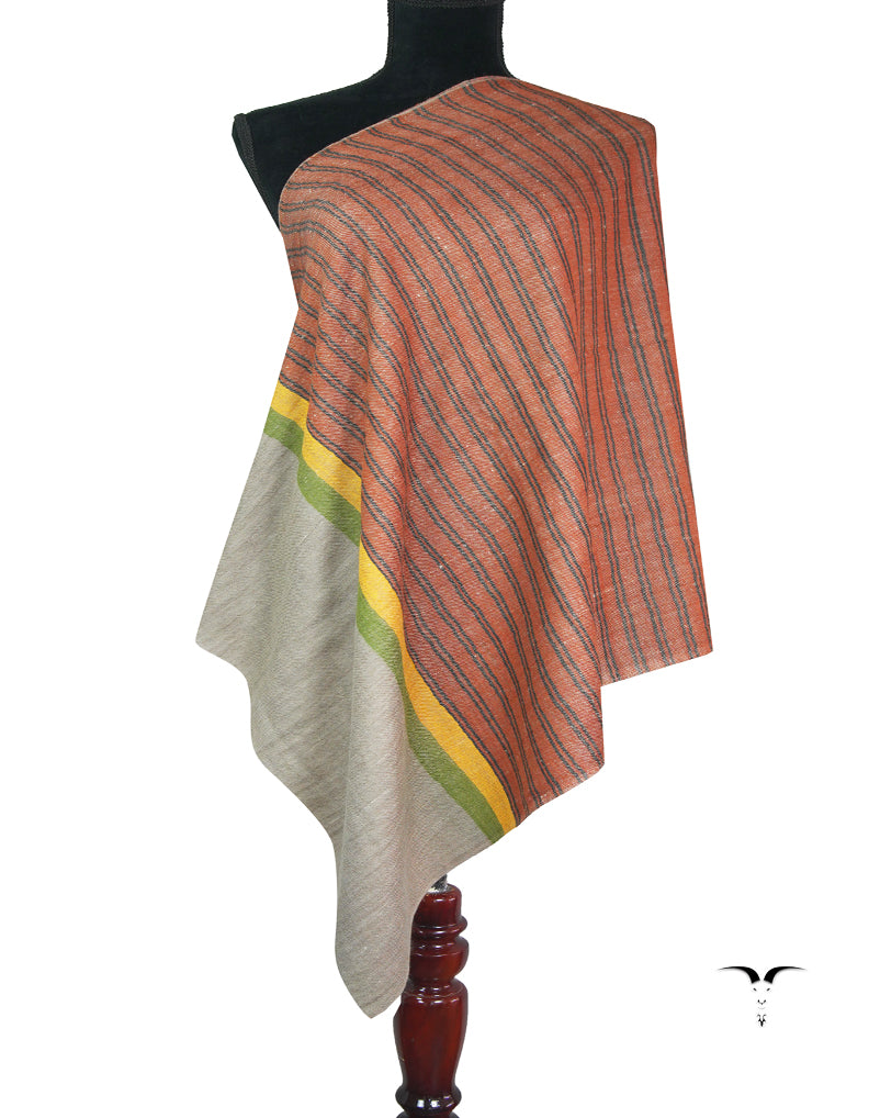 scarlet red and natural striped pashmina stole 9208