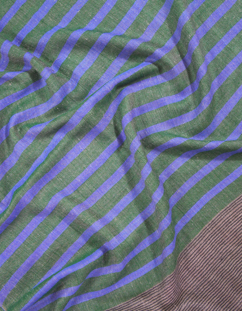green and blue striped pashmina stole 9221