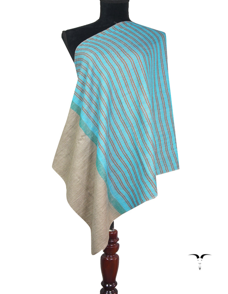 light iris blue and red striped pashmina stole 9224