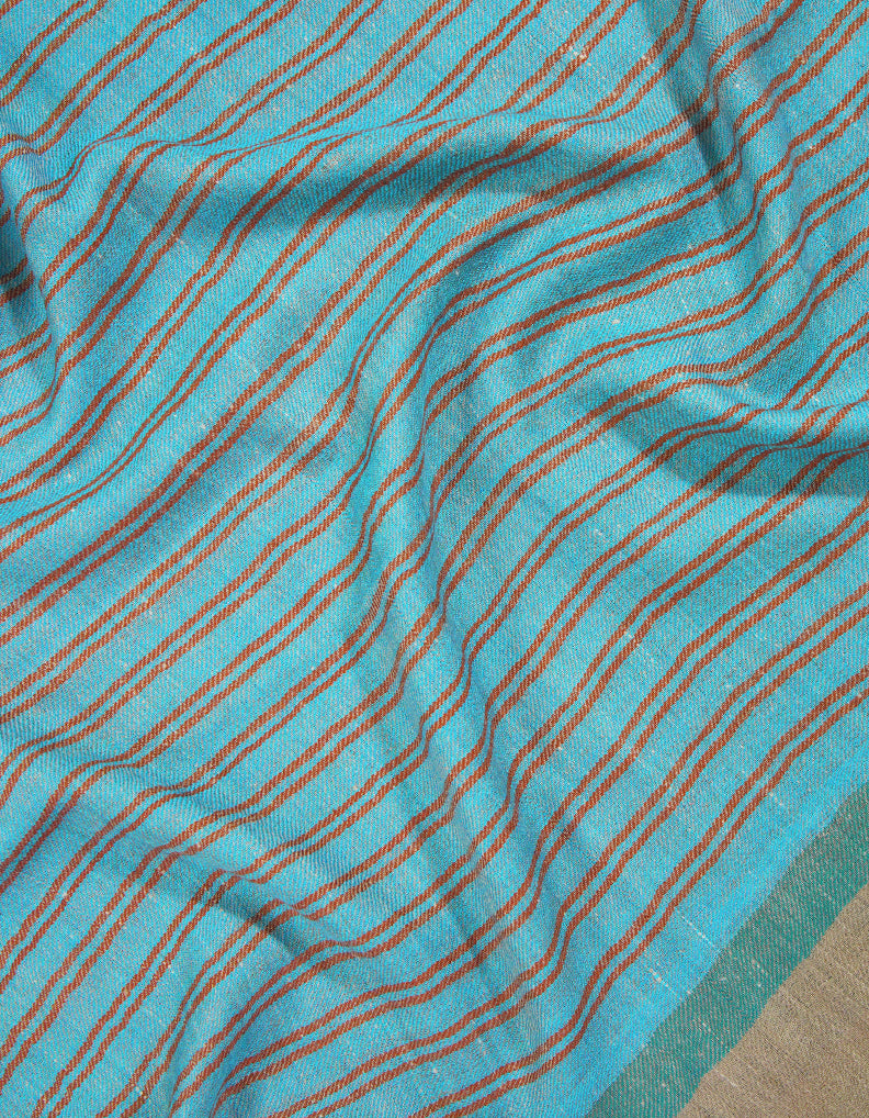 light iris blue and red striped pashmina stole 9224