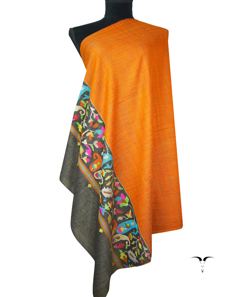 carrot and red reversible kani palla pashmina shawl 9239
