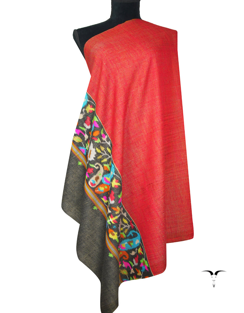 carrot and red reversible kani palla pashmina shawl 9239