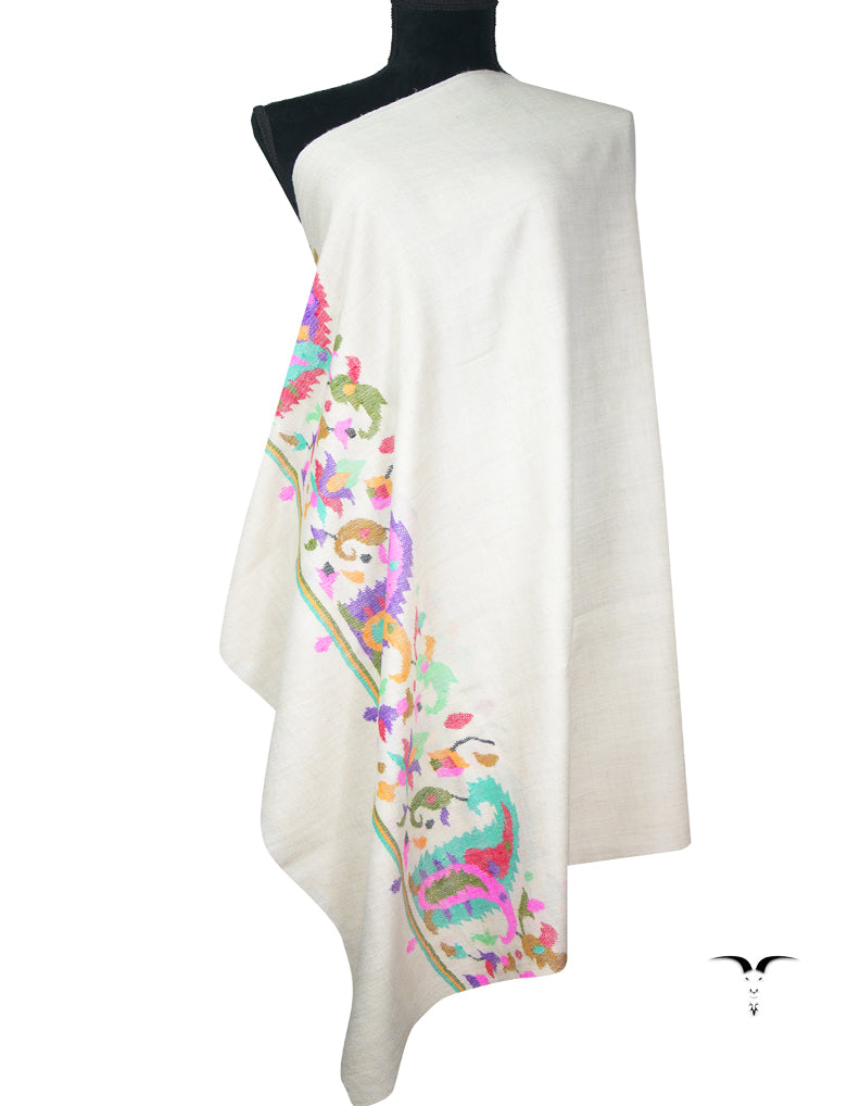 white kani palla pashmina shawl 9242