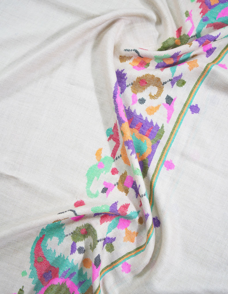 white kani palla pashmina shawl 9242