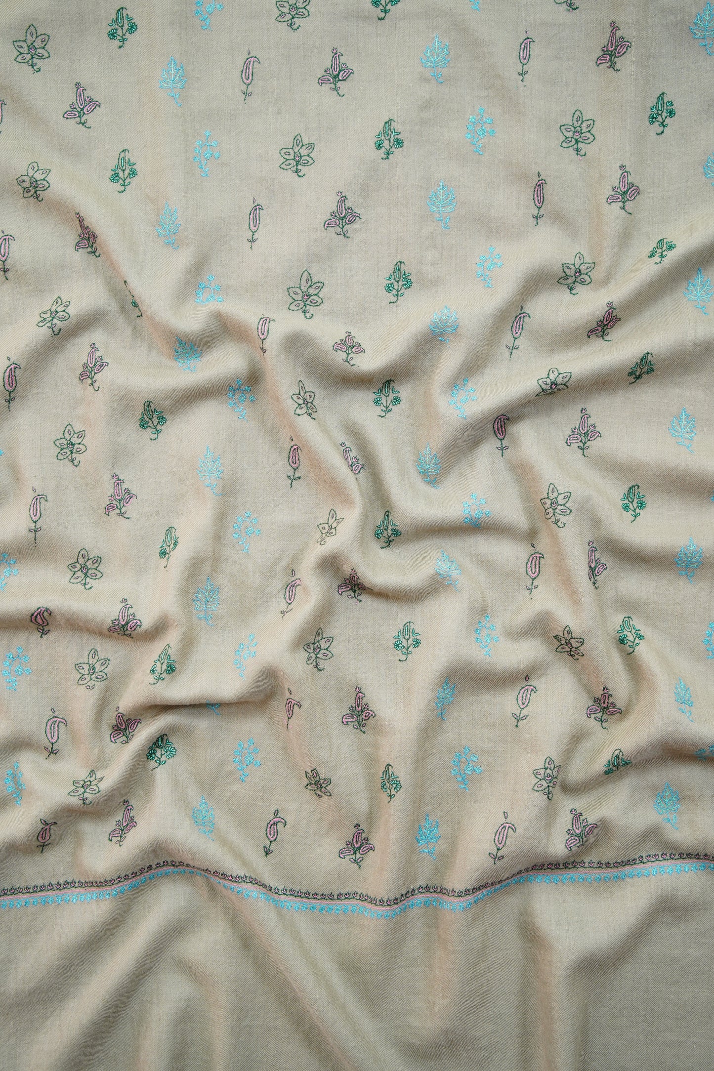 pastel grey butis embroidery GI pashmina shawl 9251
