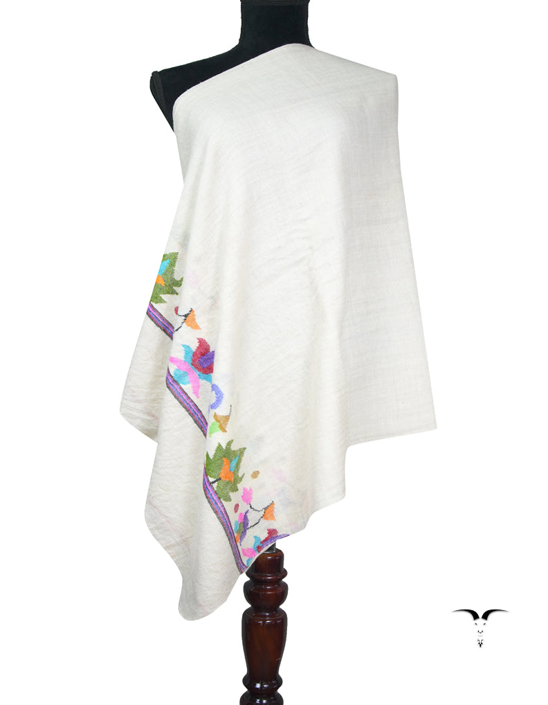 white kani palla pashmina stole 9261