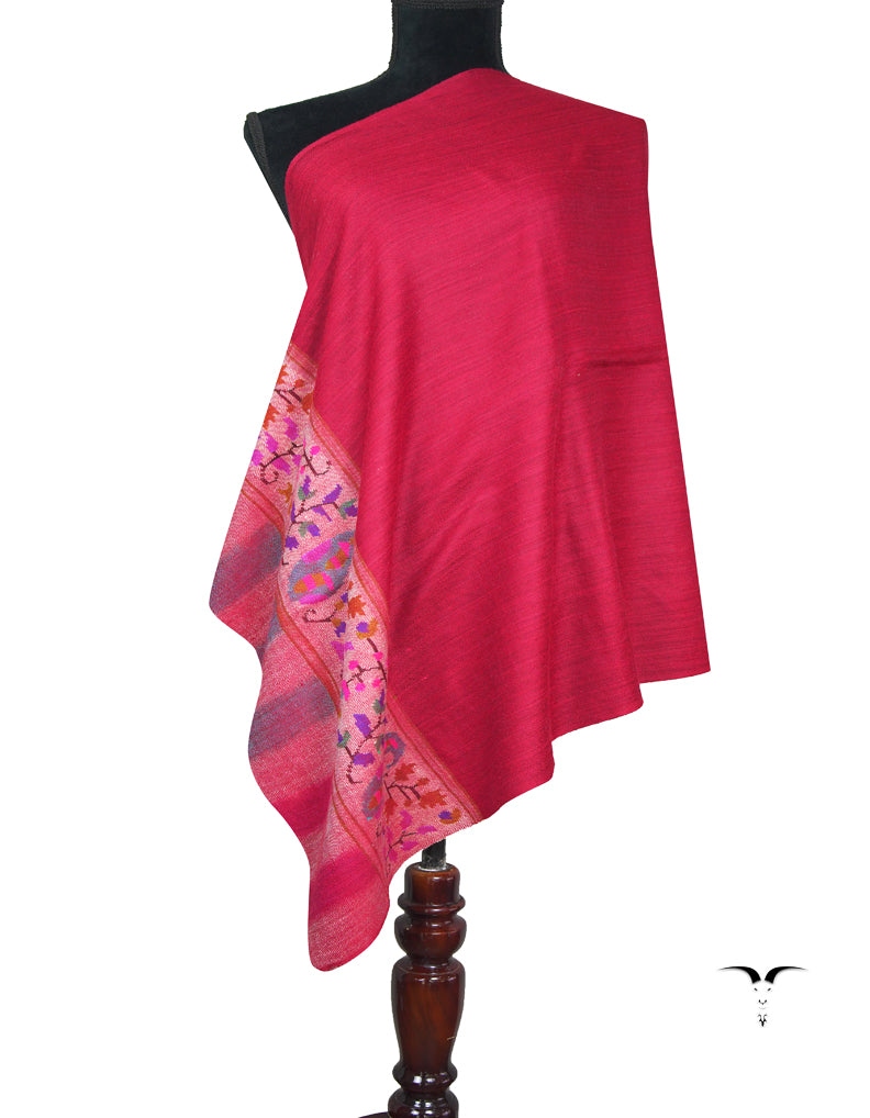 carmine red kani palla pashmina stole 9262