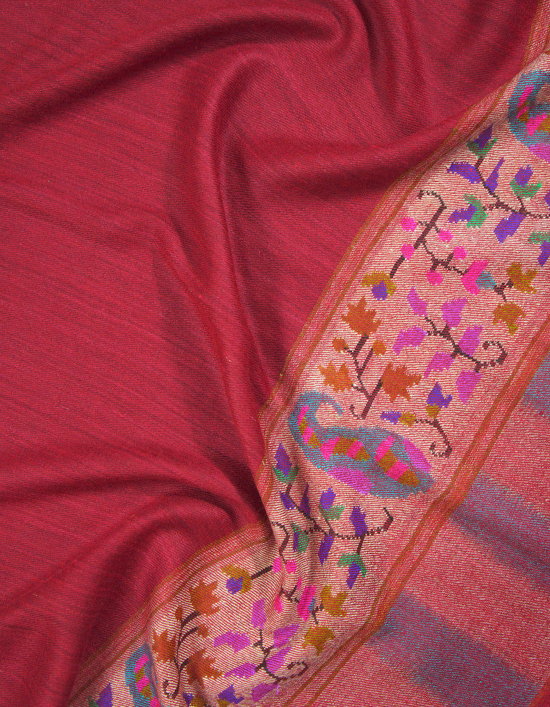 carmine red kani palla pashmina stole 9262