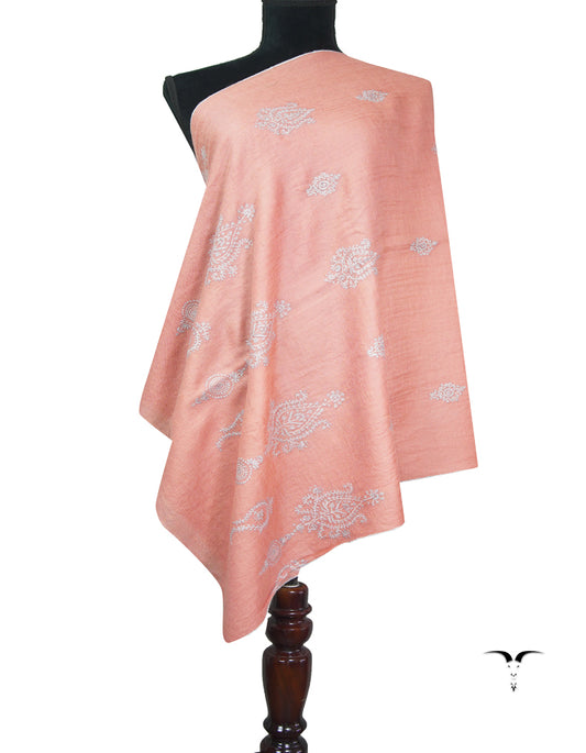 warm flamingo butis embroidery pashmina stole 9280