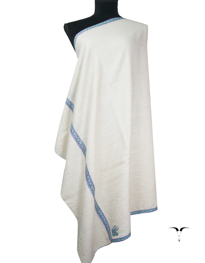chalk white embroidery pashmina shawl 9310