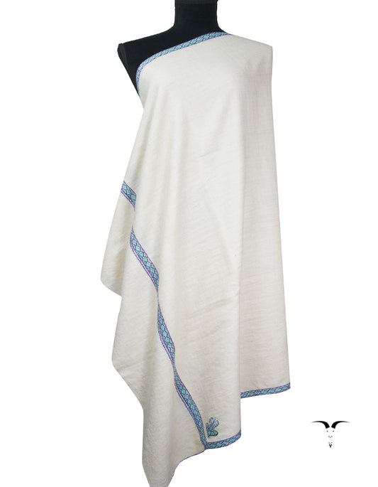 chalk white embroidery pashmina shawl 9310
