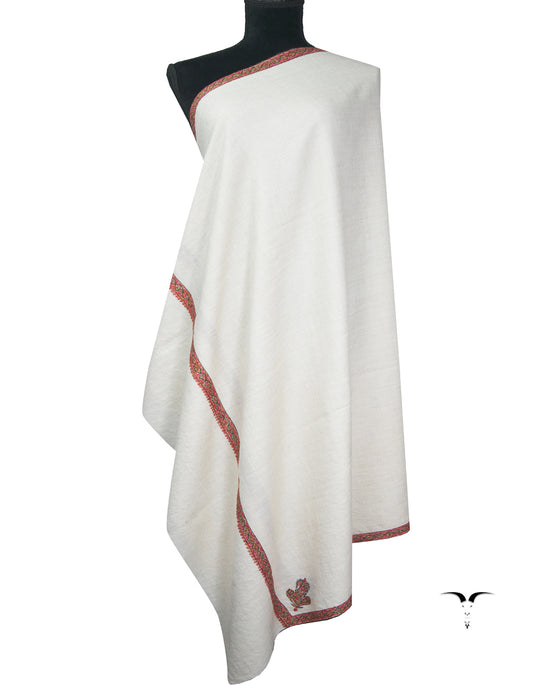 chalk white embroidery pashmina shawl 9313