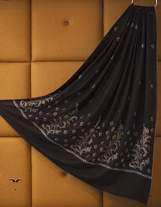 Dark Brown/chocolate  XL embroidery pashmina shawl 9334