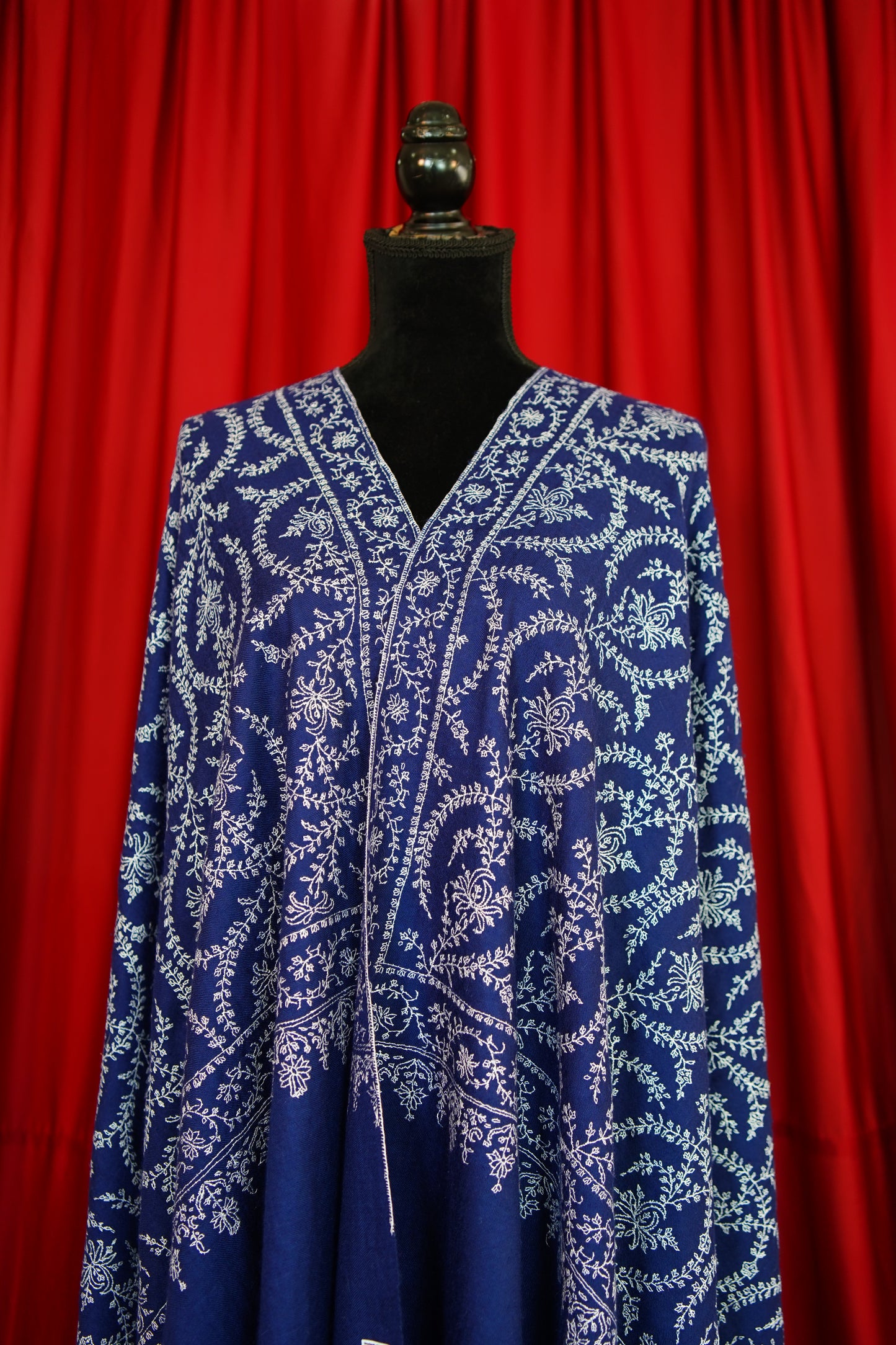 denim blue jaali embroidery Gi pashmina shawl 9346