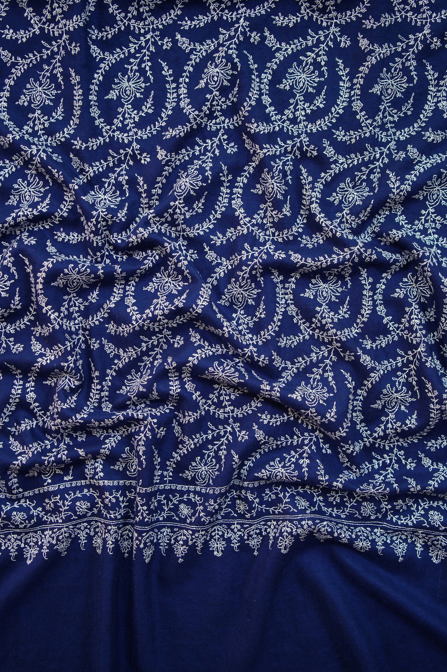denim blue jaali embroidery Gi pashmina shawl 9346