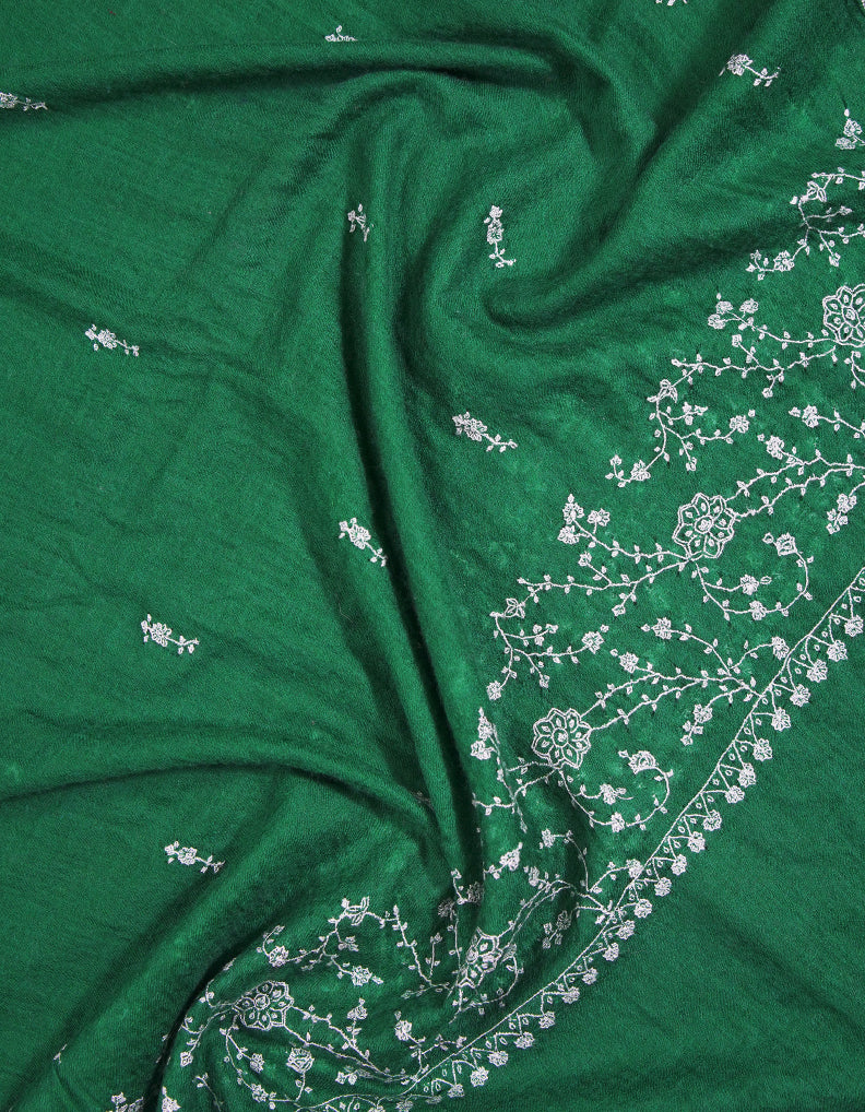 green butis embroidery pashmina stole 9352