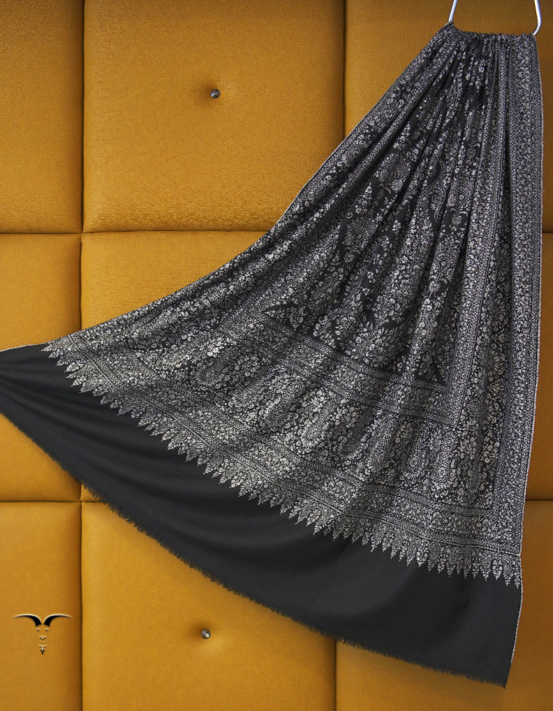 black XL Embroidery GI Pashmina Shawl 9354
