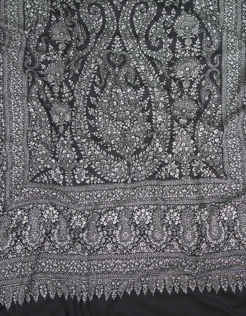black XL Embroidery GI Pashmina Shawl 9354