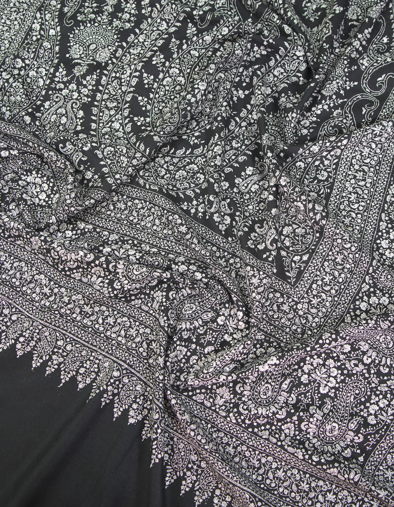 black XL Embroidery GI Pashmina Shawl 9354