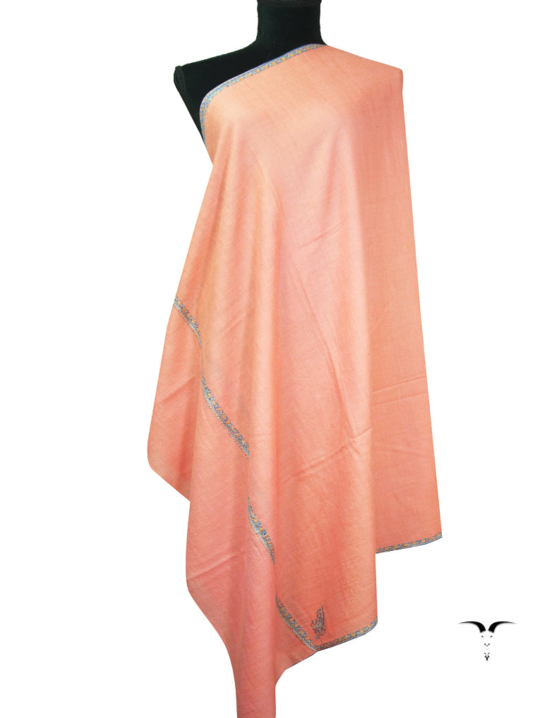 salmon GI embroidery pashmina shawl 9360