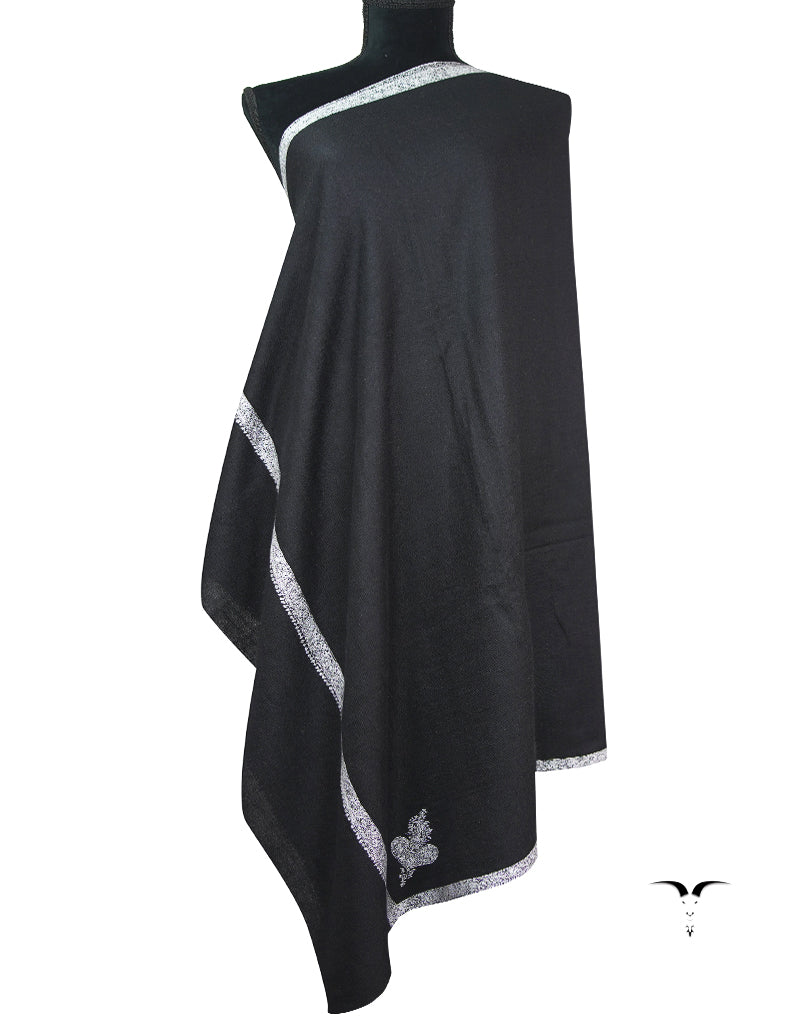 black GI embroidery pashmina shawl 9363