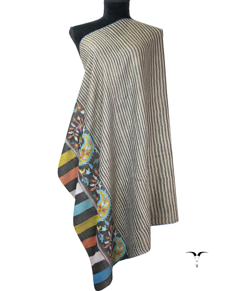 grey and black striped kani palla shawl 9375