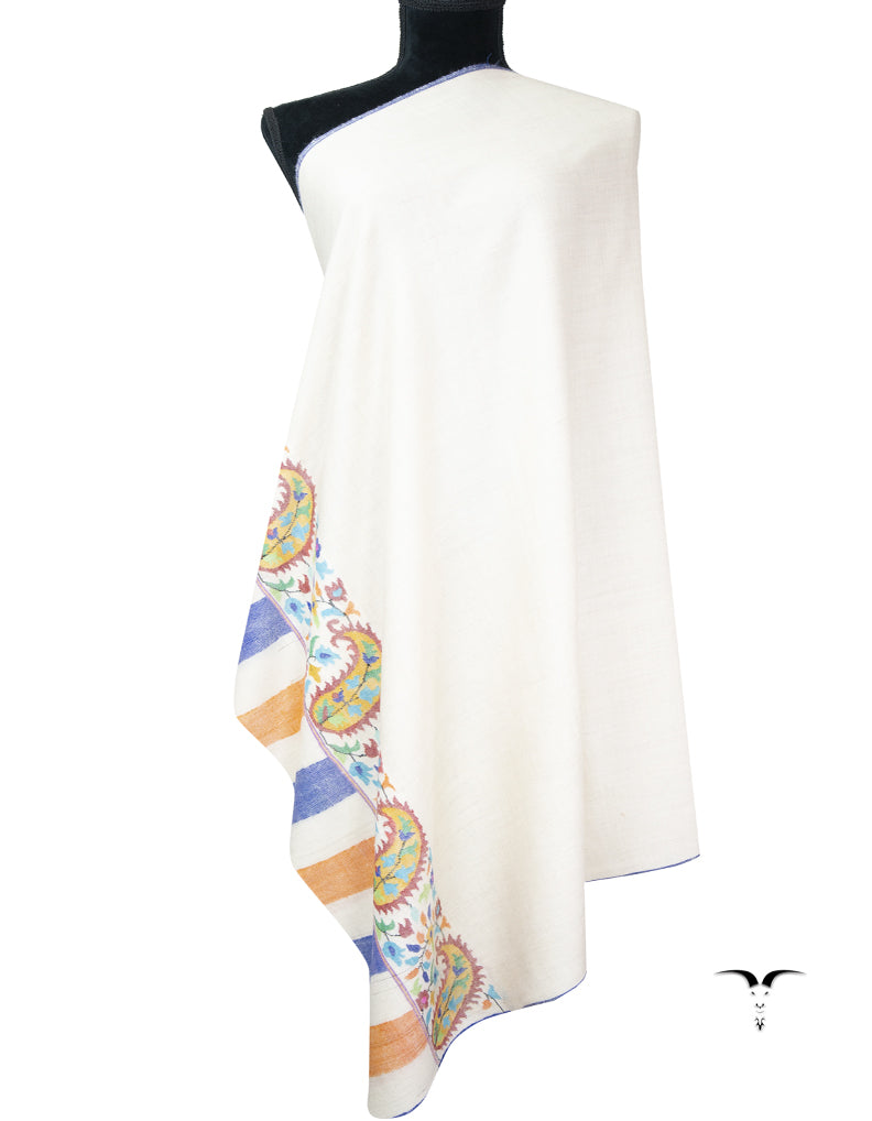 creamy white kani palla shawl 9377