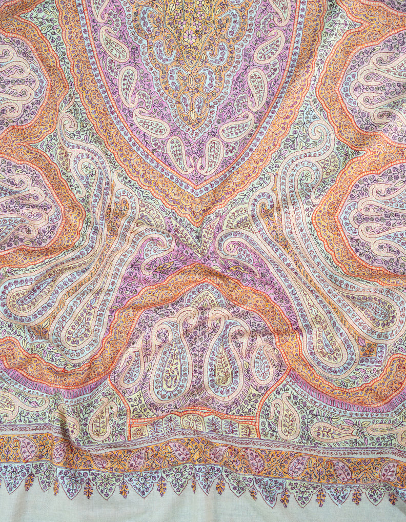 off white GI jamma embroidery pashmina shawl 9387