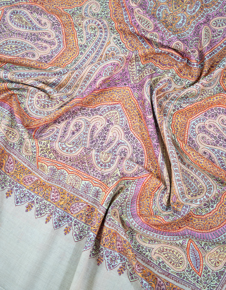 off white GI jamma embroidery pashmina shawl 9387