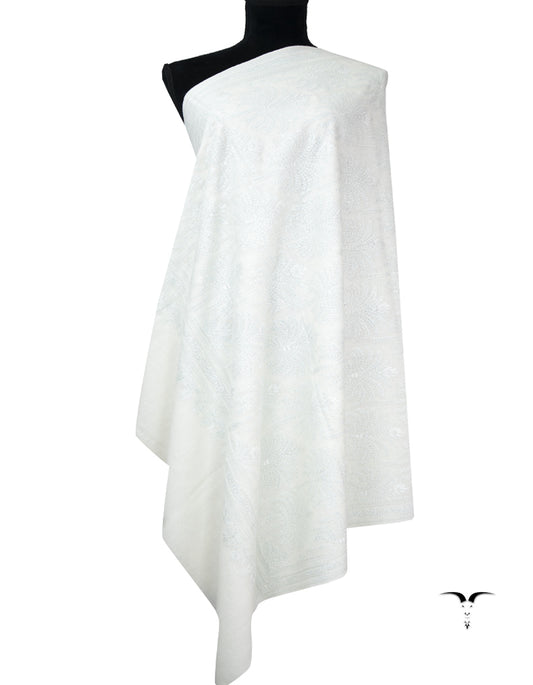 pearl white GI jamma embroidery pashmina shawl 9389